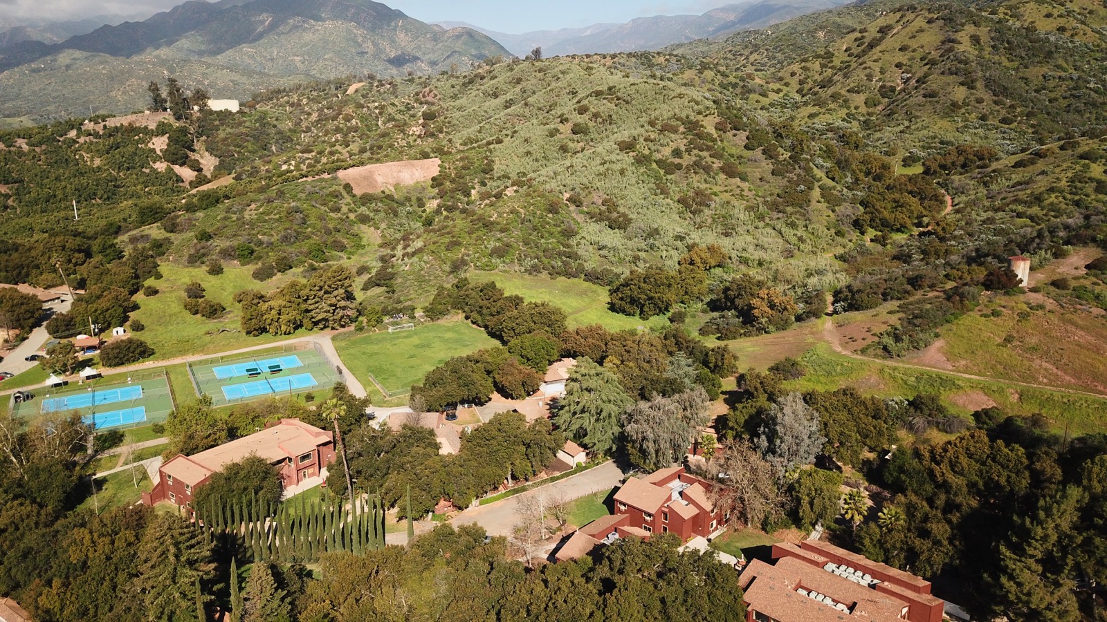 Aerial view of Camp Ramah nestled in the Ojai hills